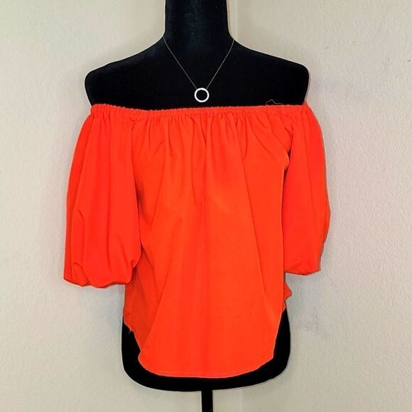 Eloise Red Ballonsleeve Banded Blouse - Picture 1 of 11